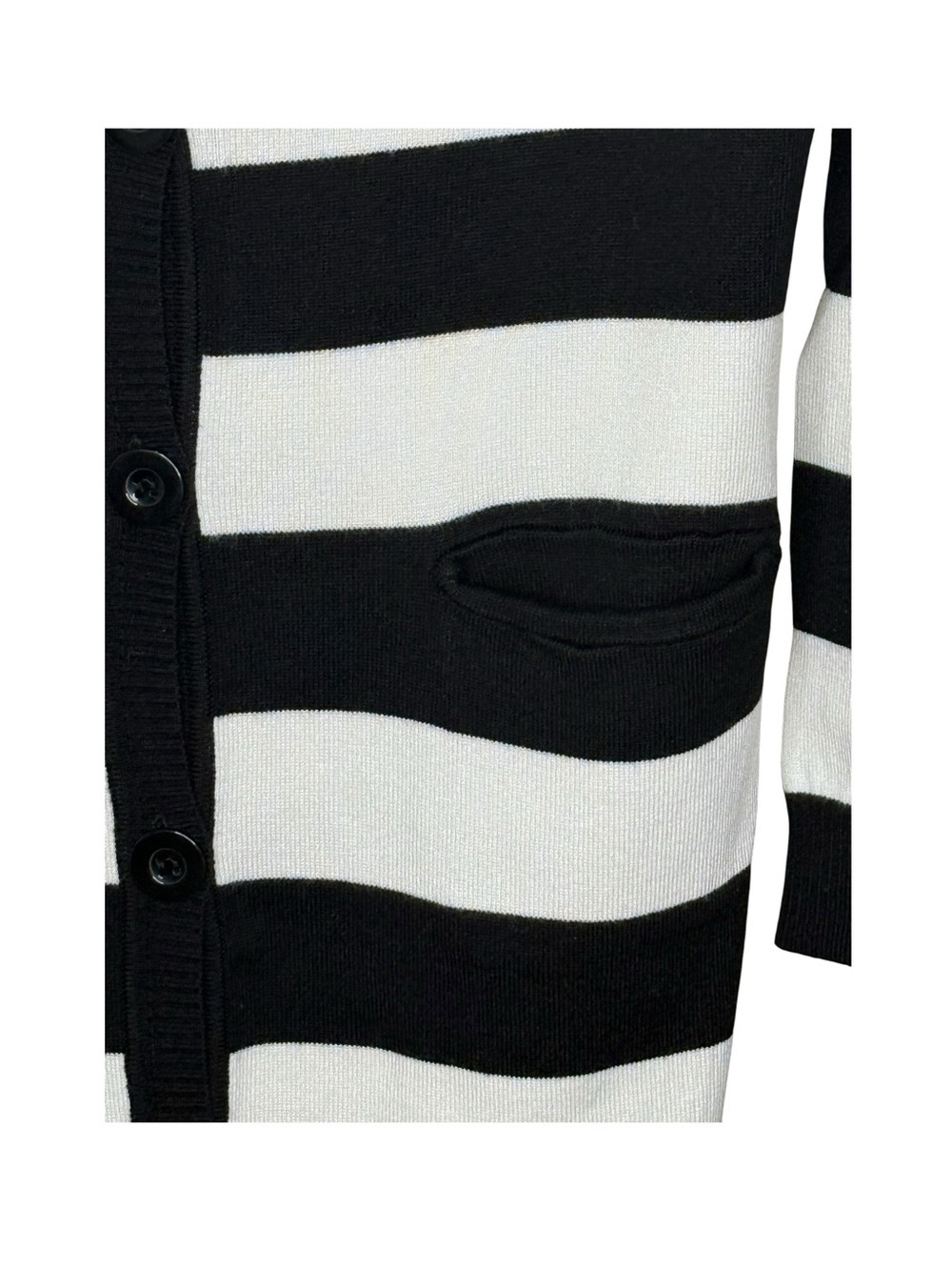 new LF Millau ᯾ Stripe V Neck Long Cardigan Duster Sweater ᯾ Black + White - Picture 6 of 16